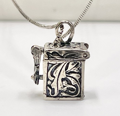 Vintage Necklace Prayer Box Sterling Silver Marked Sterling Floral Box Chain 28” - Picture 6 of 16