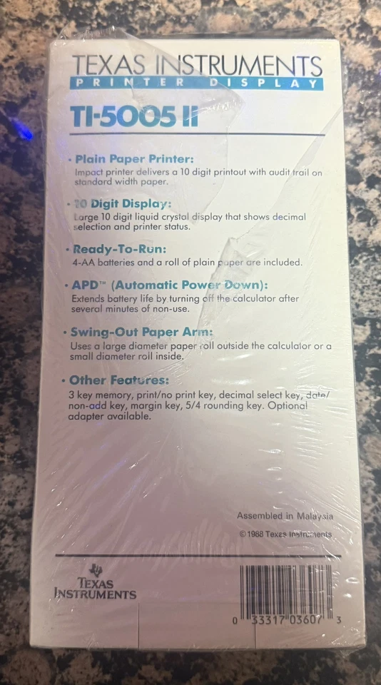 Vintage! NOS! 1988 Texus Instruments TI-5005 II Printer Calculator - Image 2 of 2