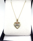 10K Tricolor "MOM" Heart Pendant Necklace 19" 1.2 Gr [N147] — photo 1