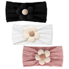3 Pcs Baby Flower Headbands Baby Girl Nylon Headband Soft Newborn Hairbands