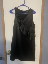 Lulus Aubrianna Mini Short Black Satin Ruffled Mini Dress Black Size Small NWT