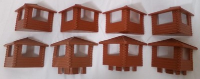 Vintage Marx Fort Apache Playset Plastic Brown Wall Roof 8 Part Lot
