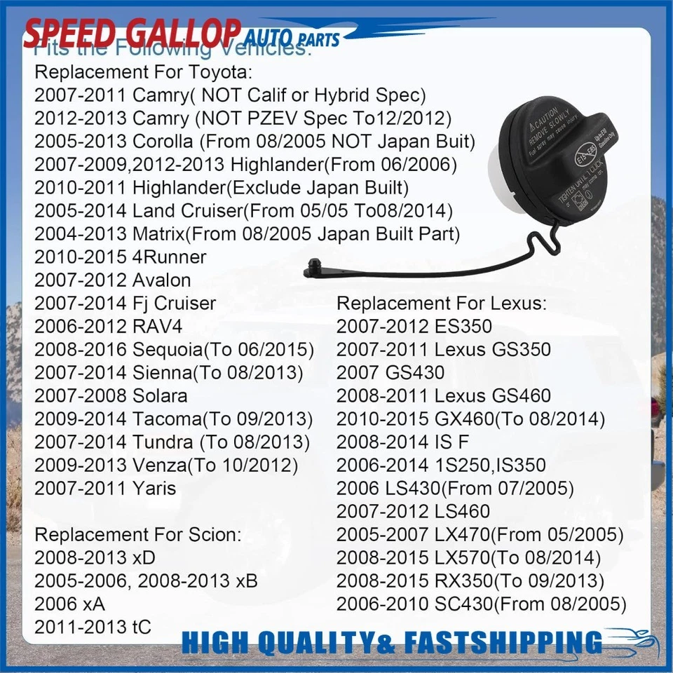 Fit for 2007-2014 Toyota FJ Cruiser Gas Fuel Filler Tank Cap 77300-52040 NEW x1 - Image 4 of 4