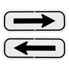 2-Pack 10" x 3.5" Black Aluminum Reflective One-way Arrow Sign White/Black 