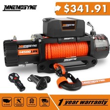 MNEMOSYNE Electric Winch 14500LBS 12V Synthetic Rope Towing Truck Trailer Jeep