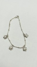 Sterling Silver 925 Butterfly Dangle Charm Bracelet 7.5" Italy