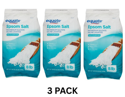 Equate Epsom Salt, Magnesium Sulfate, 128 oz (8lb), Unscented PACK OF 3