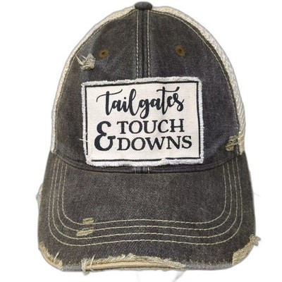 Headmost Trucker Hat Gray Beige OS Tailgates Touchdowns Distressed Snapback Hat