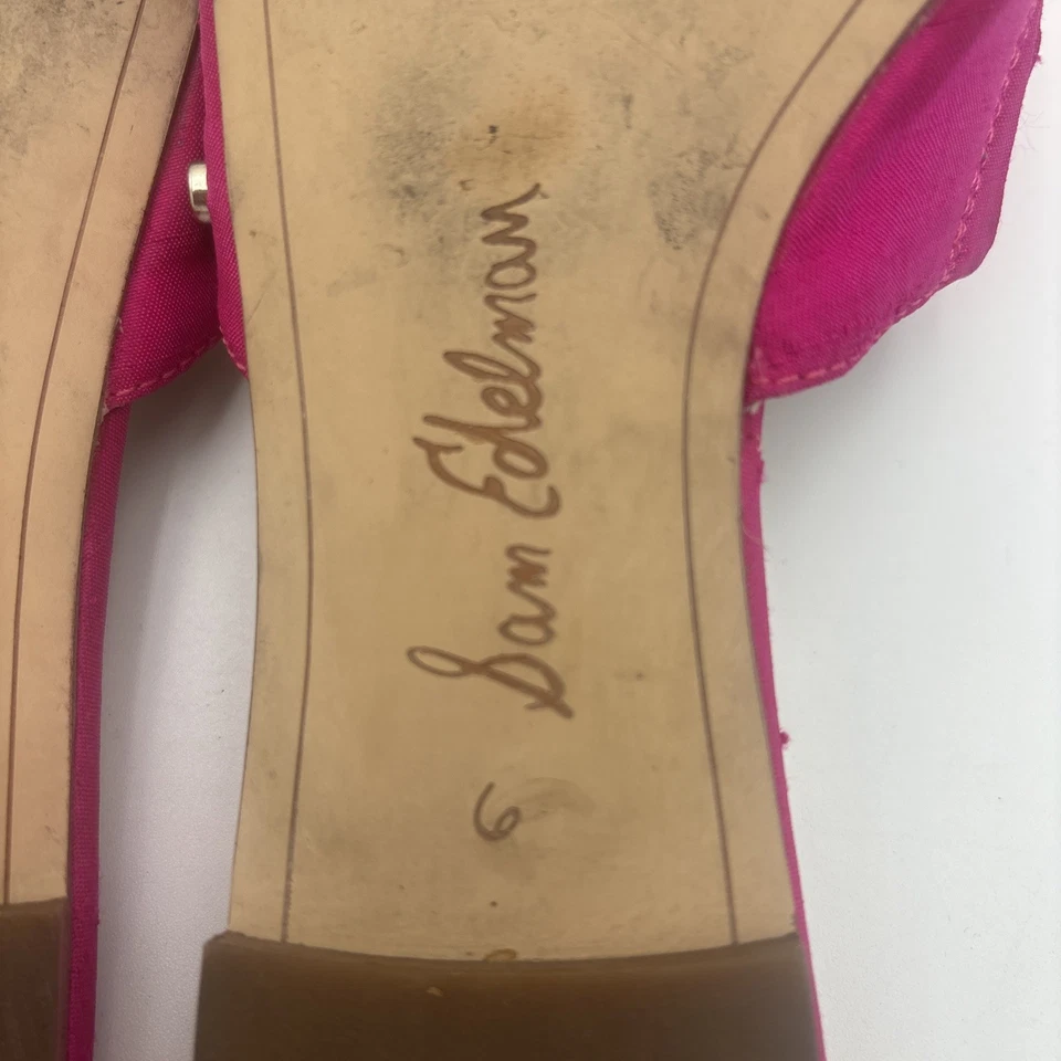 Hot Pink Silk Sam Edelman Pointed-toe Flats Slides Sz 6 EU 37 Style & Comfort - Image 4 of 4