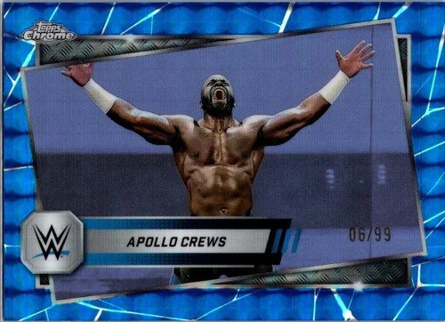 2025 Topps Chrome WWE - Apollo Crews #114 Blue Geometric Refractor /99