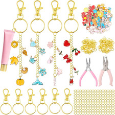 254 Pcs Charms Lip Gloss Keychain Making Kit with Enamel Bag Charms, Keychain Ho