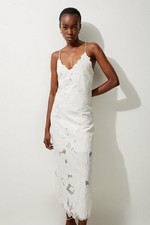 Karen Millen A-Line Midi Dress UK8 in White RRP £349
