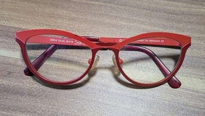 Dutz Eyewear Netherlands, Red Cat-Eye Designer Glasses Frame, DZ515 Col.65 48-18