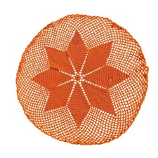 Handmade Orange Crochet Round Star Pattern Table Topper 29 Inch Vintage Style