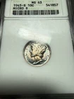 1945-S MICRO S MERCURY HEAD SILVER DIME 10c Anacs Soap Box Toner Toned BLUE