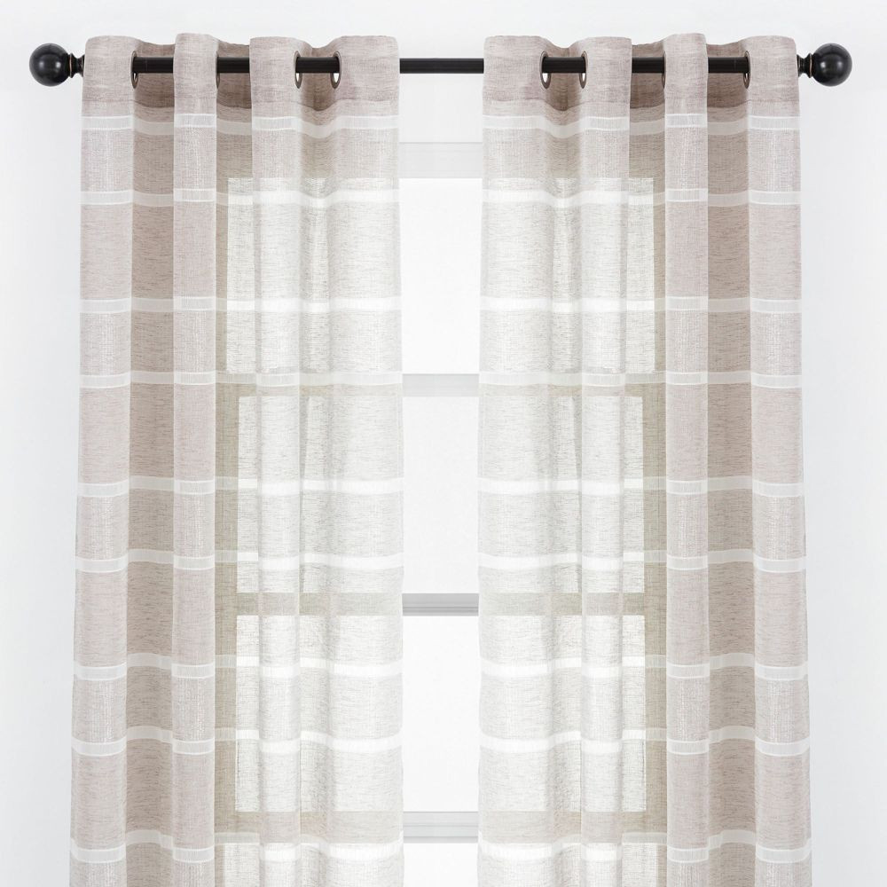 Прозрачные оконные занавески Chanasya 2pk из искусственного льна с мерцающей текстурой - Комплект
