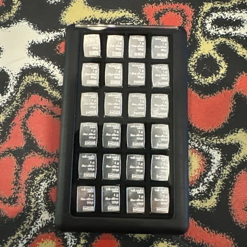 24 X 1g Silver Valcambi Suisse solid silver bars 999 Bullion In Element Card