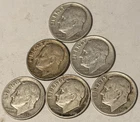 LOT OF 6 ROOSEVELT 90% SILVER DIMES Well Circulated sold for melt value