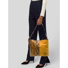 Tory Burch McGraw Snake-Embossed Leather  Suede Hobo Bag
