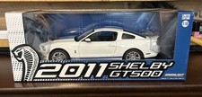 GREENLIGHT 2011 FORD MUSTANG SHELBY GT500 White w/ Blue Stripes 1:18 NIB