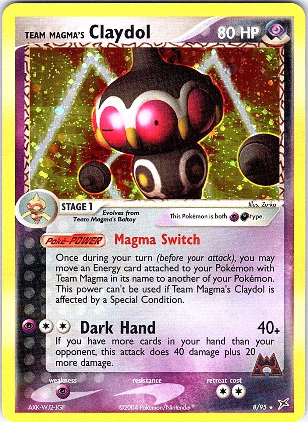 Team Magma's Claydol Holo Rare Team Magma vs Team Aqua 8/95 NM