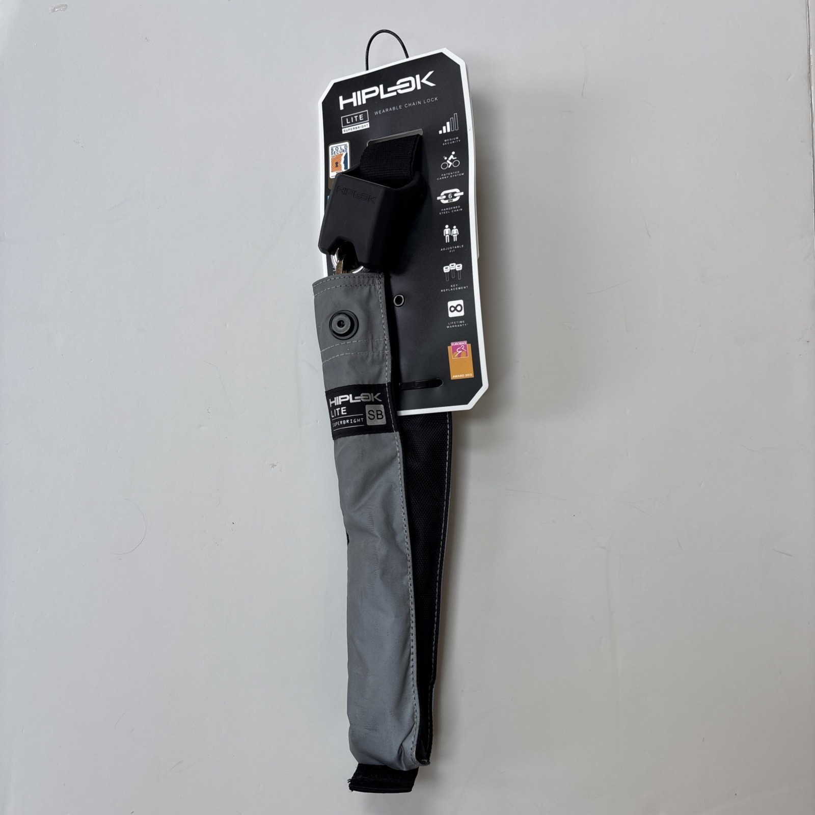 Hiplok Bicycle Lite Wearable Chain Lock Waist 24-44 Inches Hi-Viz - 6mm X 75cm