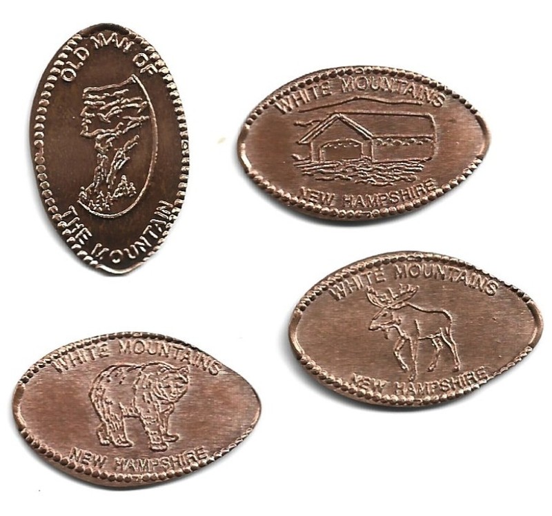 4 Copper elongated pennies (cents) WHITE MOUNTAIN VISITOR CENTER North Woodstock