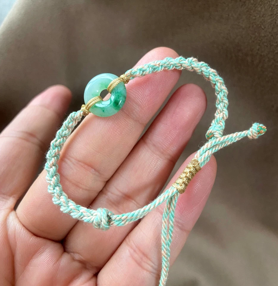 Сертифицированные браслеты класса А из нефрита жадеита ледяного зеленого пончика натуральные необработанные - Изображение 2 из 4