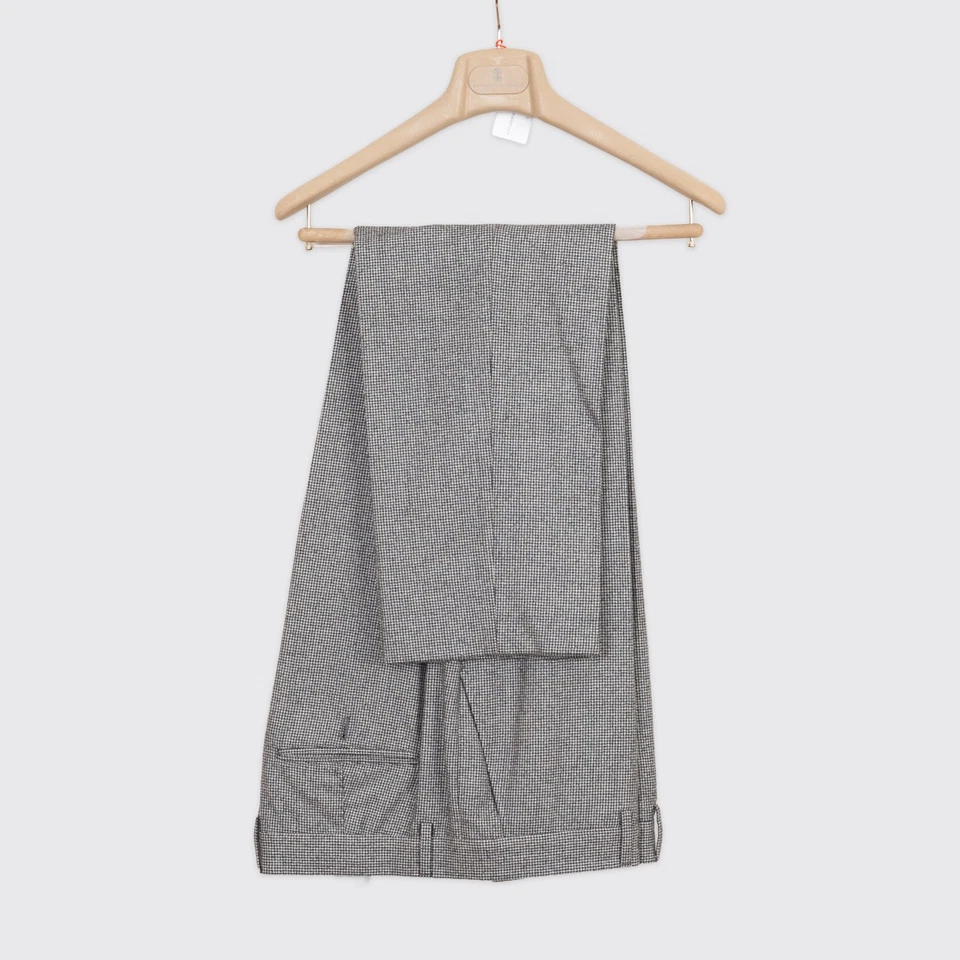 Traje Brunello Cucinelli Talla EU56 Gris Pata de Gallo Lana Pico Solapa Foto 2 de 4