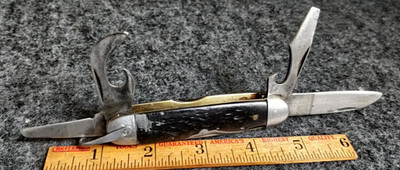 VINTAGE c1936-1952 IMPERIAL PROV RI MADE IN USA BLACK SCOUT KNIFE USA