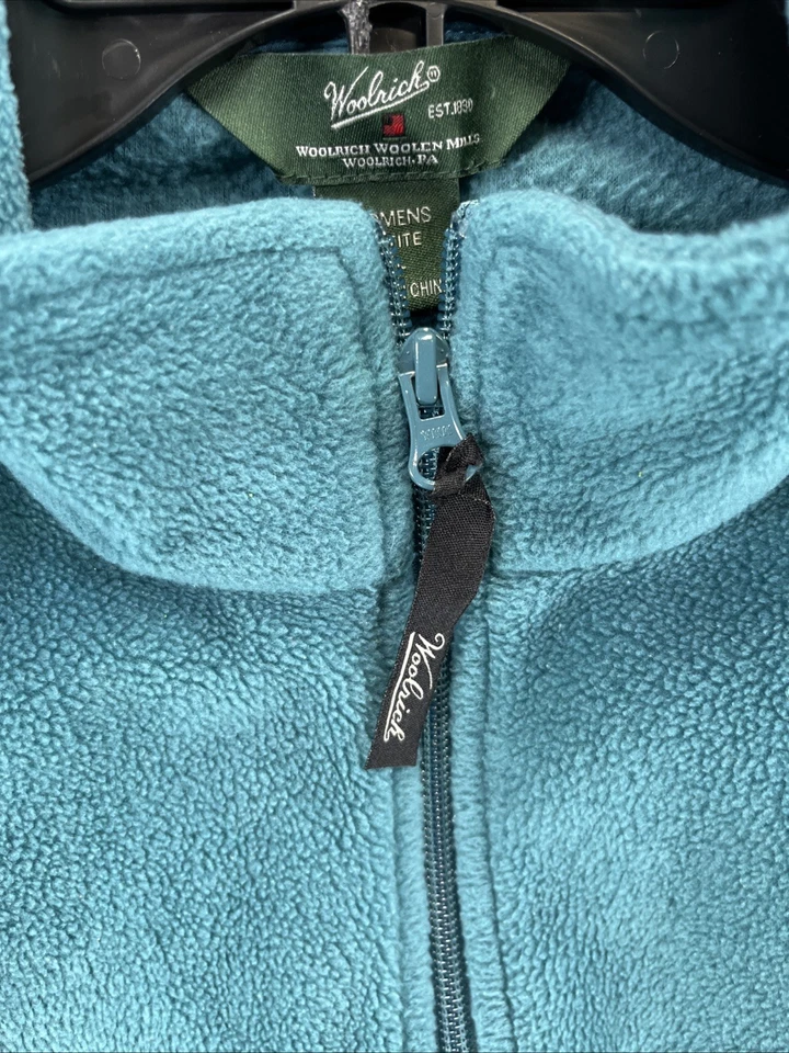 Chaleco polar Woolrich Petite XL para mujer cremallera completa verde azulado exterior Foto 3 de 4