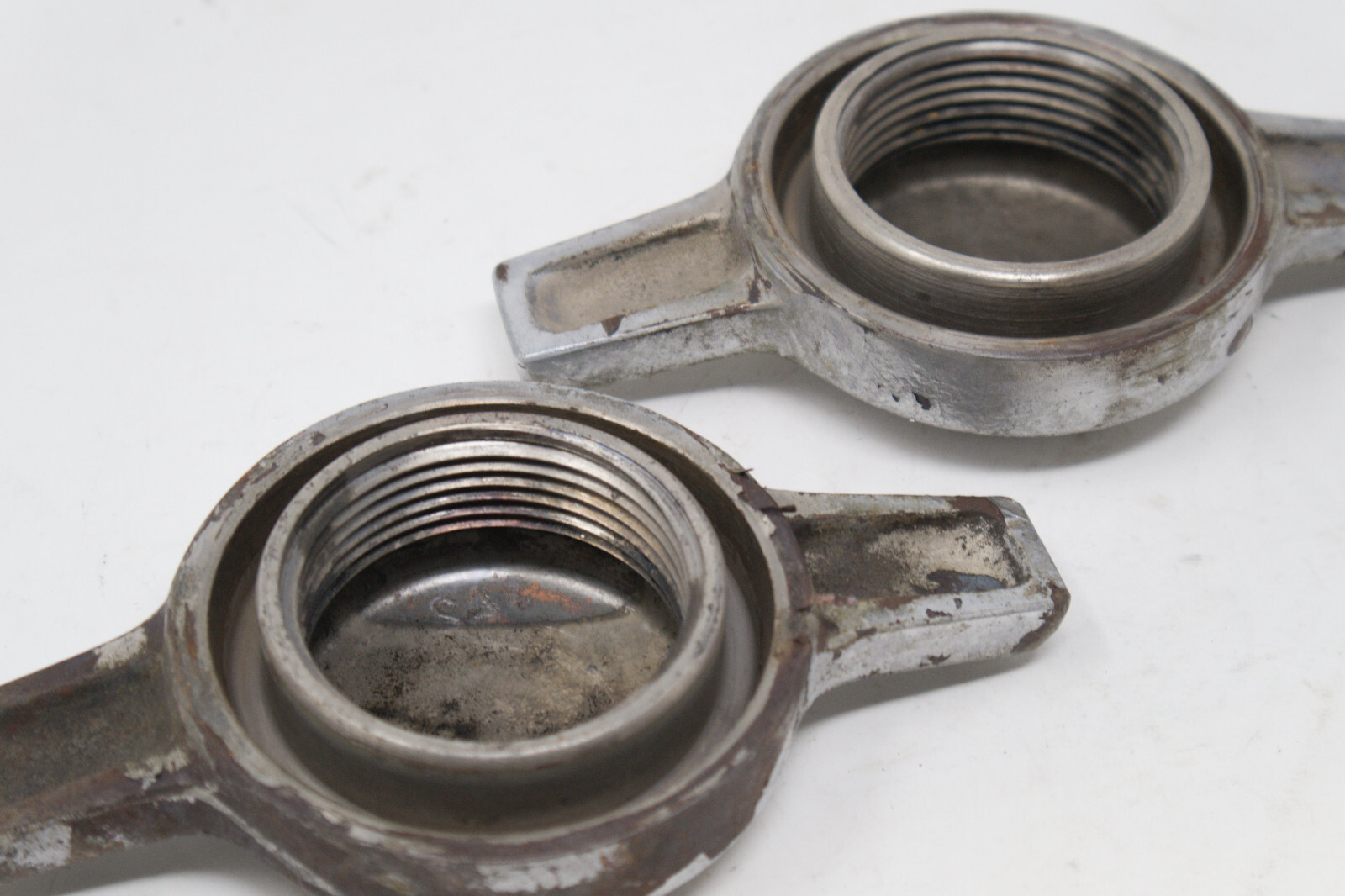 Pair original used Borrani spinner knockoff nuts 42 two ear Ferrari Alfa Romeo