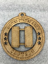 Army Officer Rank Insignia CAPTAIN wooden ornament