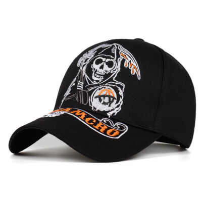 Mens Racing Hat Motorcycle Baseball Caps SOA Sons Of Anarchy Skull Trucker Hats