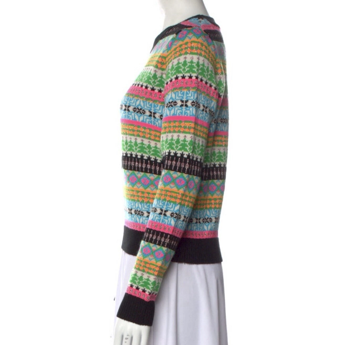 New Essentiel Antwerp Egift Virgin Wool Multicolor Jacquard Pattern Sweater  XS