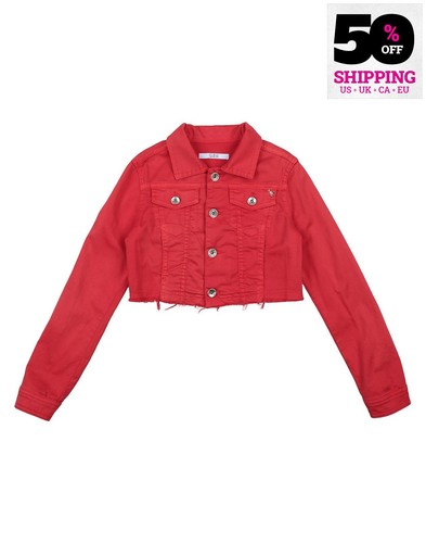 UVP 110€ PATRIZIA PEPE JEANS Kinder Crop Jacke Gr. S / 6Y ausgefranst Made in Italy