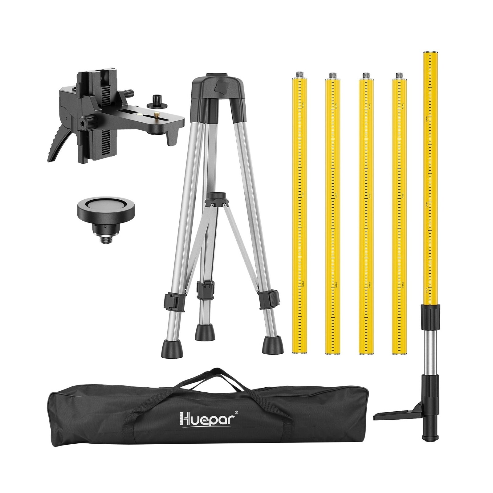 Huepar 12 Ft./3.7M Professional Laser Level Pole with Tripod and 1/4-Inch by ...