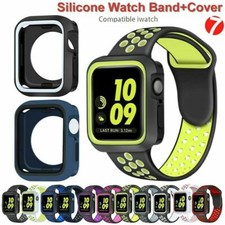 Protective Case  Silicone Watch Band Strap for Apple Watch 9 8 7 6 5 4 SE 3 2