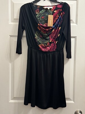 Criss Cross floral Dress long sleeve silky scoop neck size medium  Francesca's | eBay