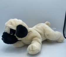Russ Berrie THE PUG Puppy Dog 13  Long Plush Stuffed Animal Realistic Puppy Dog