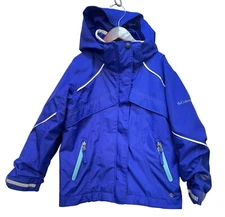 Columbia Kids Waterproof Bugaboo Interchange Jacket Size 4/5 Blue Hooded Pockets