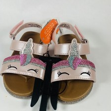 Baby Girl Unicorn Sandals Infant Size 5 Flexible Hard Sole