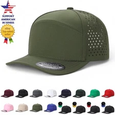 Baseball Cap Snapback Adjustable Laser Vented 7 Panel Waterproof Visor Hat Mens