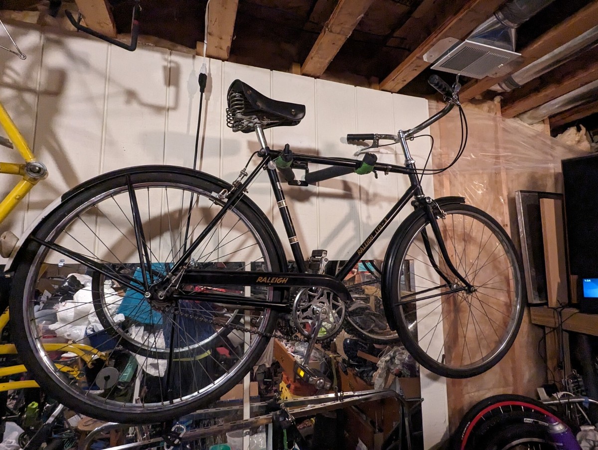 VTG Raleigh LTD-3 Speed Mens Bicycle Black Beauty England Brooks