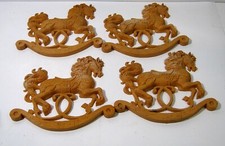 Vintage 1980s Lot of 4 Paintable Plastic Rocking Horse Wall Plaques Crafts