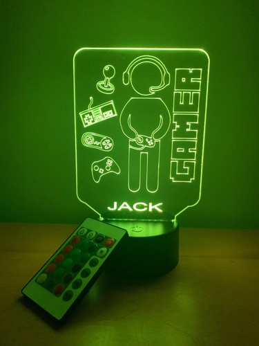 Gamer Night Light, Custom Engraved LED Light, Personalized FREE, 16 Color Option - Picture 2 of 10