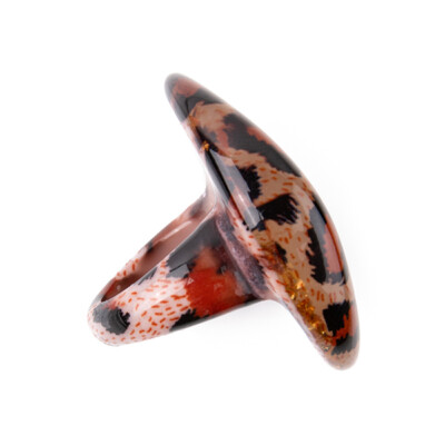Plunder Ring (new) JOSETTE - ACRYLIC LEOPARD PRINT, GOLD FLECKS SIZE 9 (PR049:9)