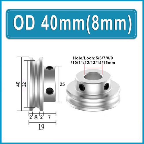 Alu PU Einzelner Rillenriemenscheibe Antriebs Riemenscheibe Ø20-80mm Loch 5-15mm - Bild 90 von 232