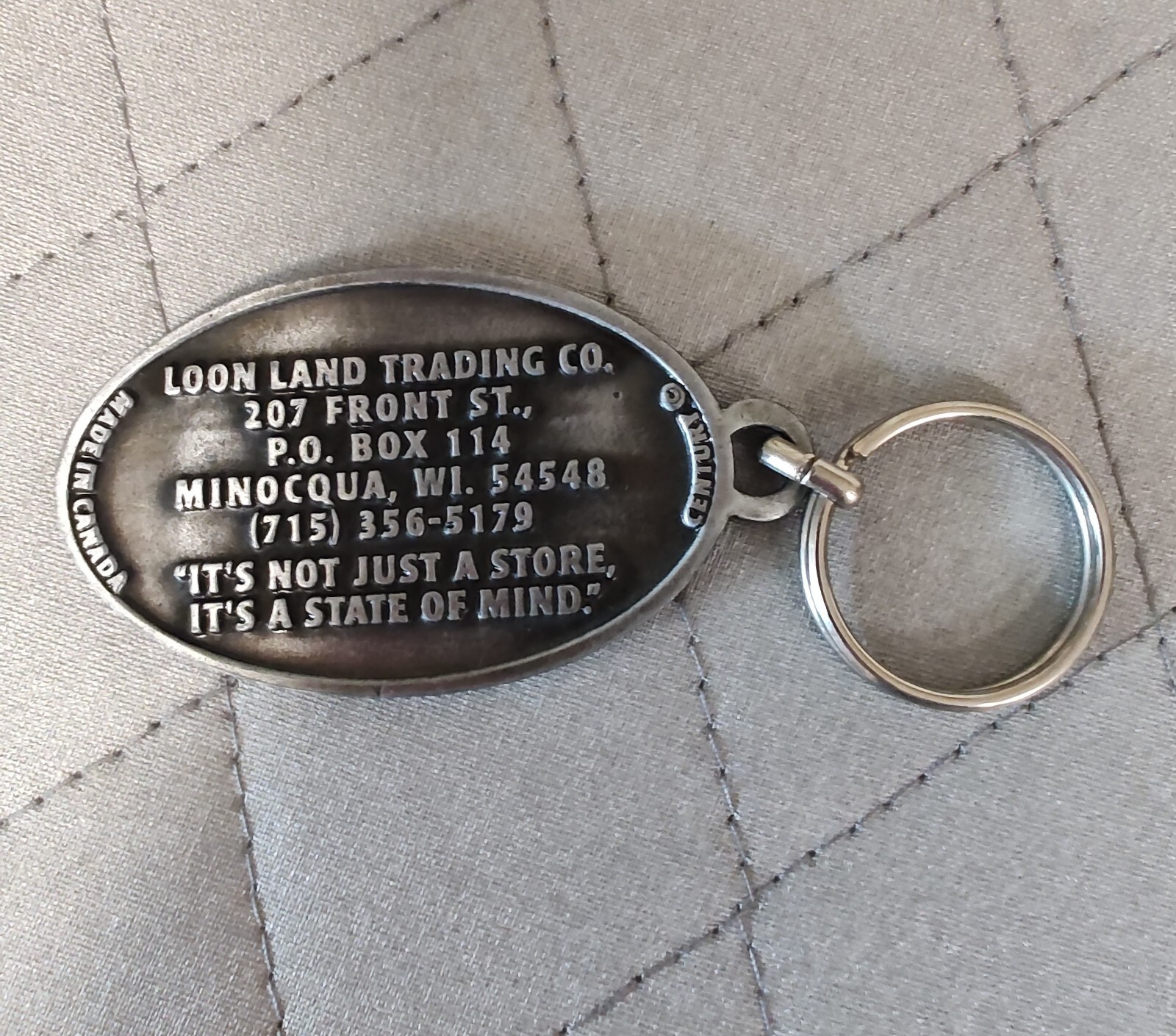 Loon Land Trading Company Metal Keychain Minocqua, WI EUC