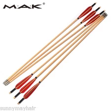 6Pcs Archery 31.5" Wood Shaft Arrows Turkey Feather OD 8.5MM  For Shooting Sport